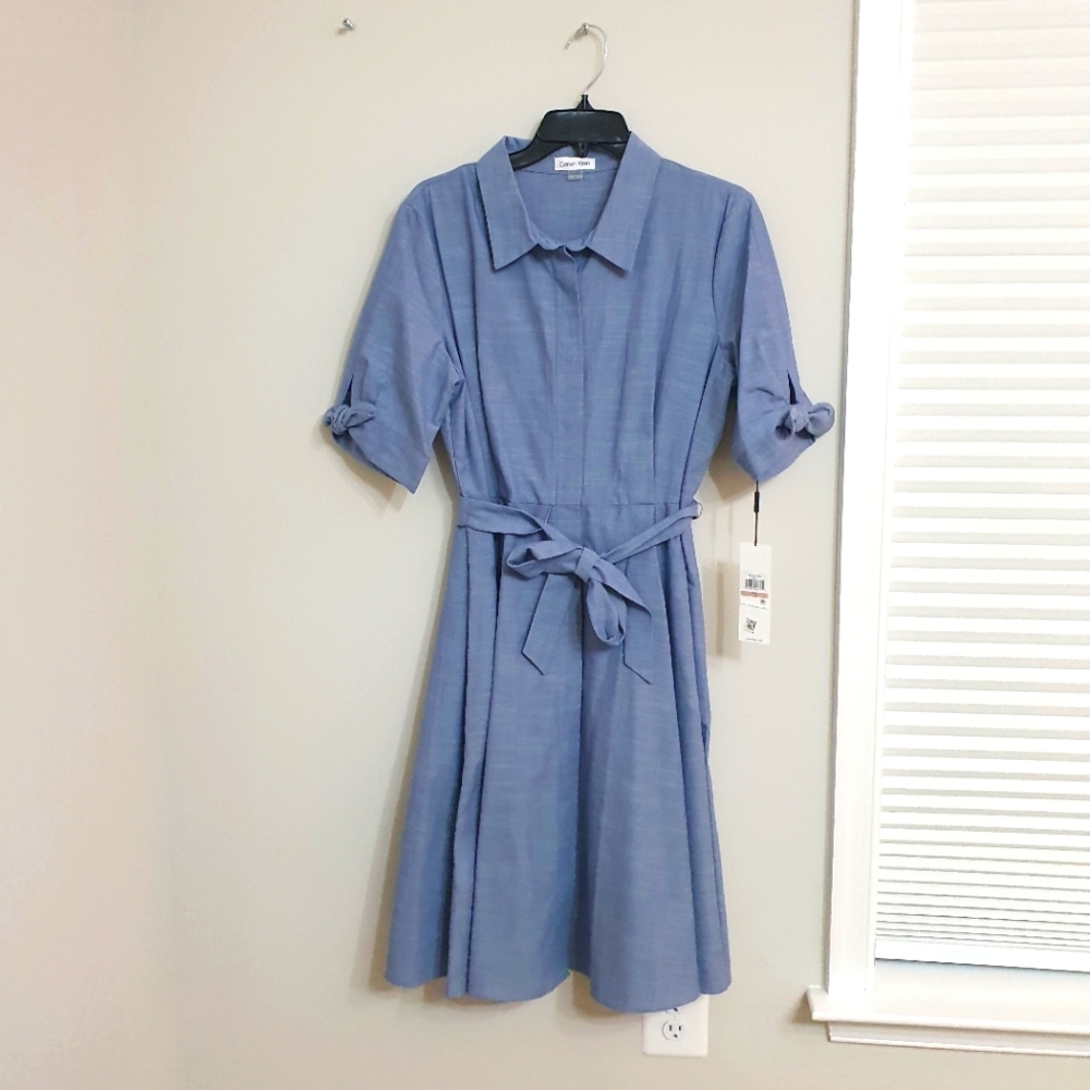 NWT Calvin Klien Cotton Tie Sleeve Dress